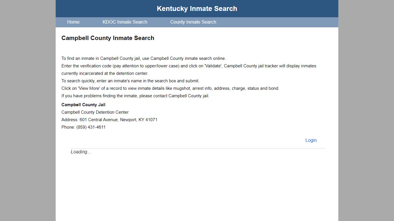 Campbell County Inmate Search